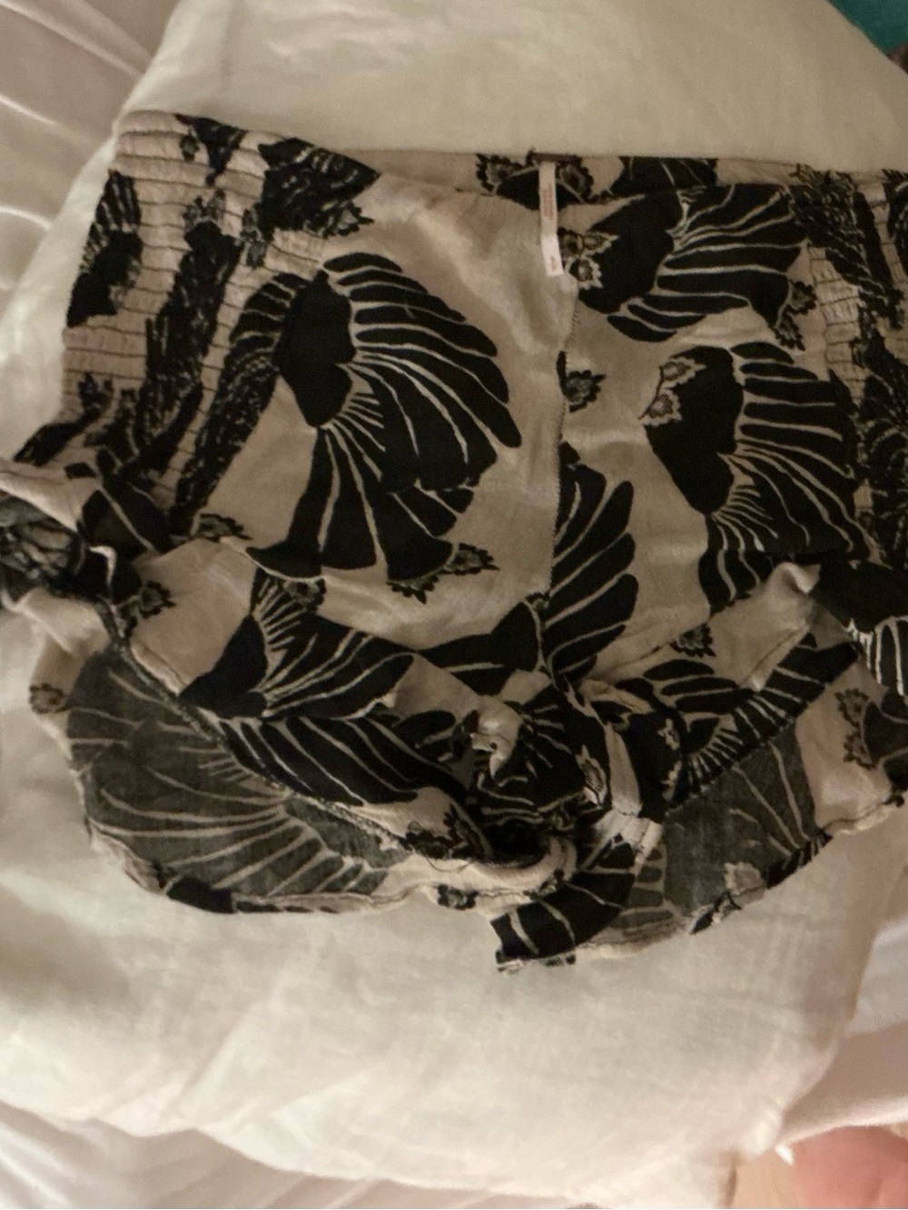 Free People intimate Beige and Black Floral Print Pajama Shorts small